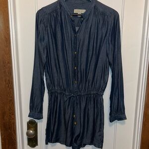 Michael Kors Long-Sleeved Denim/Chambray Romper - size Medium